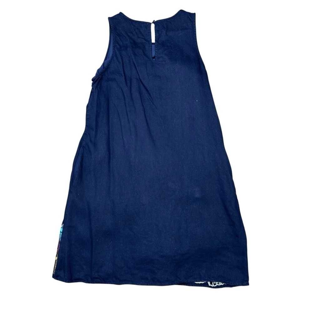 Anthropologie Maeve Posie blue floral embroidered shift dress size large linen - Picture 3 of 11